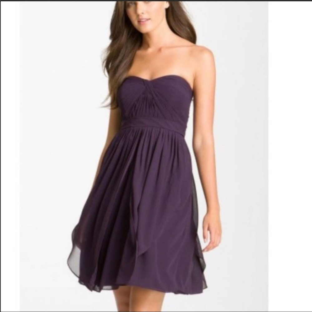 Jenny Yoo Plum Strapless Bridesmaid Dress